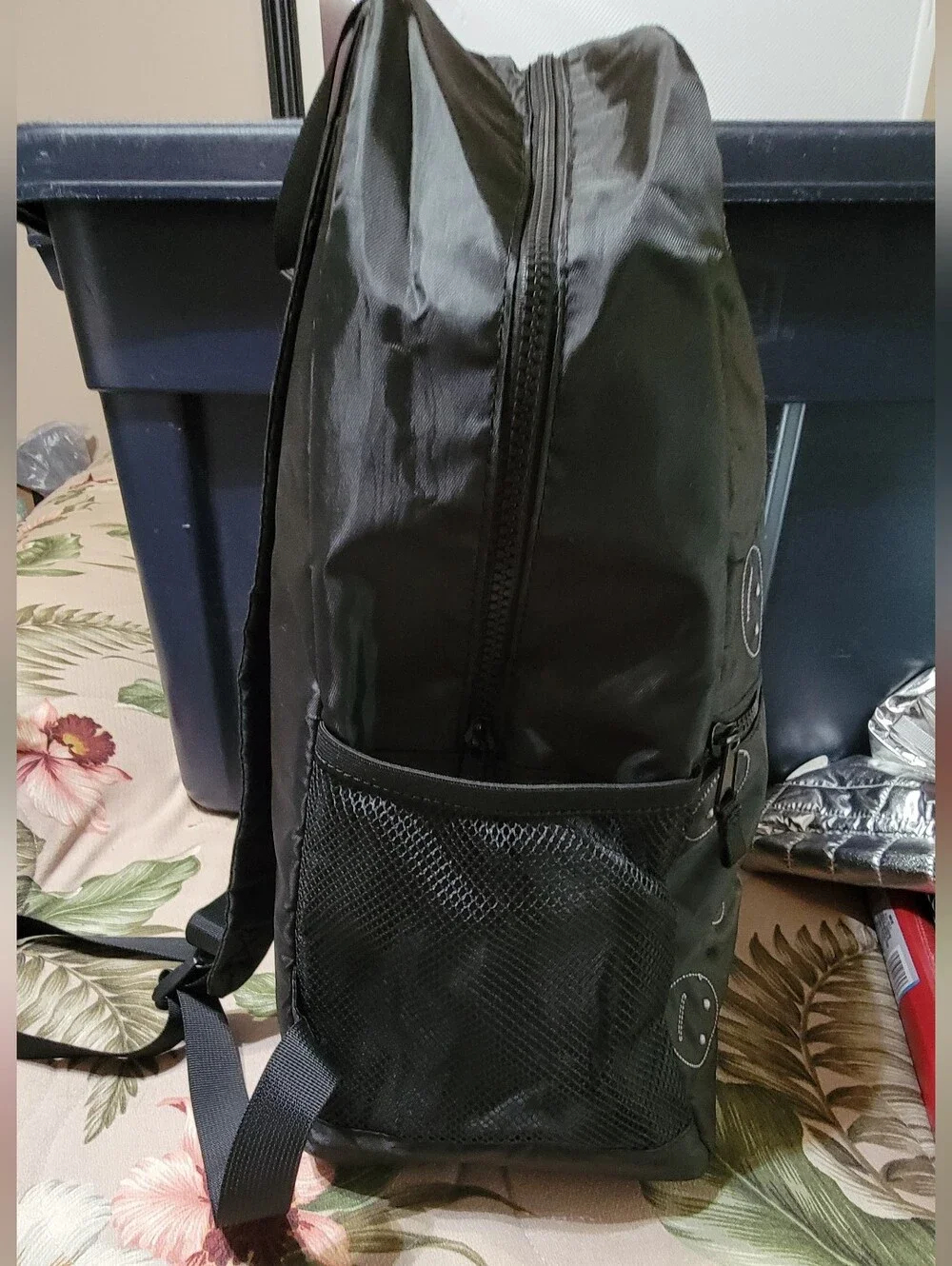 821-Art Class Black Smiley Gamer Themed Backpack & School Supplies